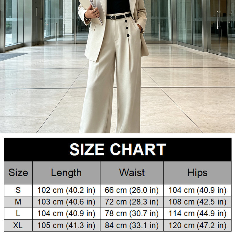 ✨ Double-Button Detail, Flattering Drape | Women's High-Waist Wide-Leg Pants