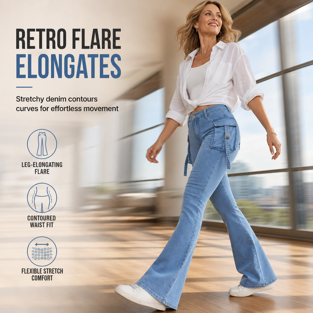 👖 Cargo Pockets, Flattering Flare | Women's High-Stretch Denim Jeans
