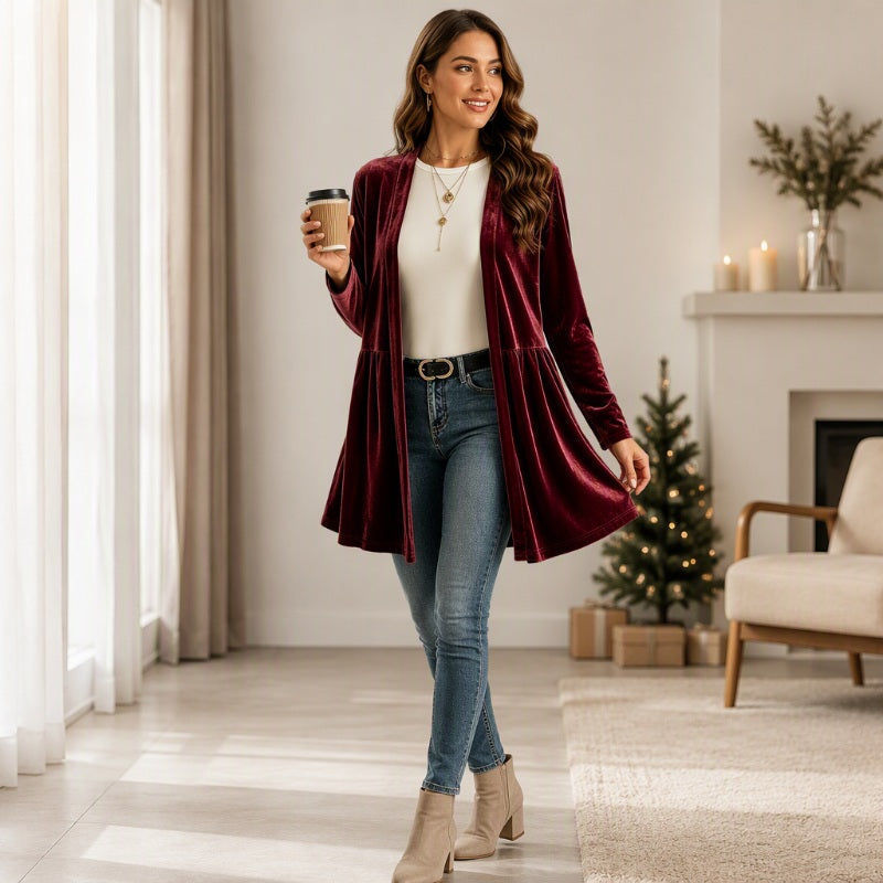 🎀 Women's Velvet Open Front Cardigan✨𝘉𝘶𝘺 𝘢𝘯𝘺 2 𝘢𝘯𝘥 𝘨𝘦𝘵 𝘢𝘯 𝘦𝘹𝘵𝘳𝘢 8% 𝘥𝘪𝘴𝘤𝘰𝘶𝘯𝘵