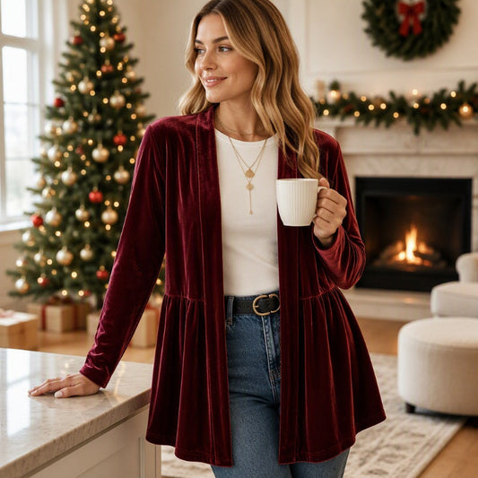 🎀 Women's Velvet Open Front Cardigan✨𝘉𝘶𝘺 𝘢𝘯𝘺 2 𝘢𝘯𝘥 𝘨𝘦𝘵 𝘢𝘯 𝘦𝘹𝘵𝘳𝘢 8% 𝘥𝘪𝘴𝘤𝘰𝘶𝘯𝘵