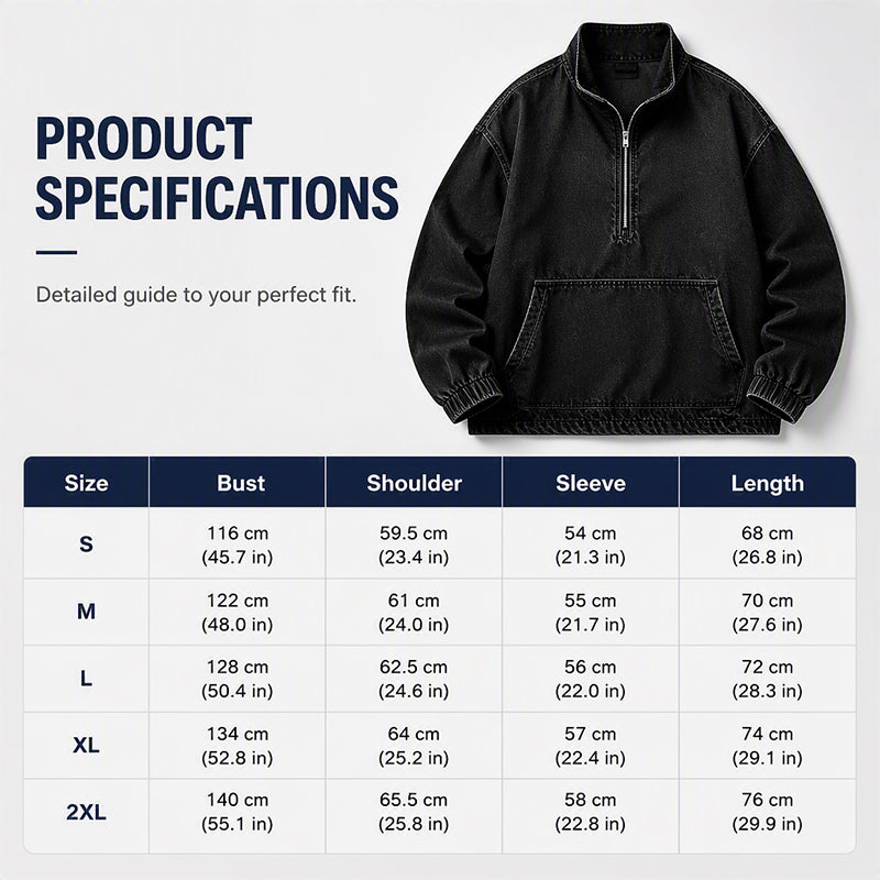 ✨ Relaxed by Design | Women’s Washed Denim Half-Zip Oversized Jacket