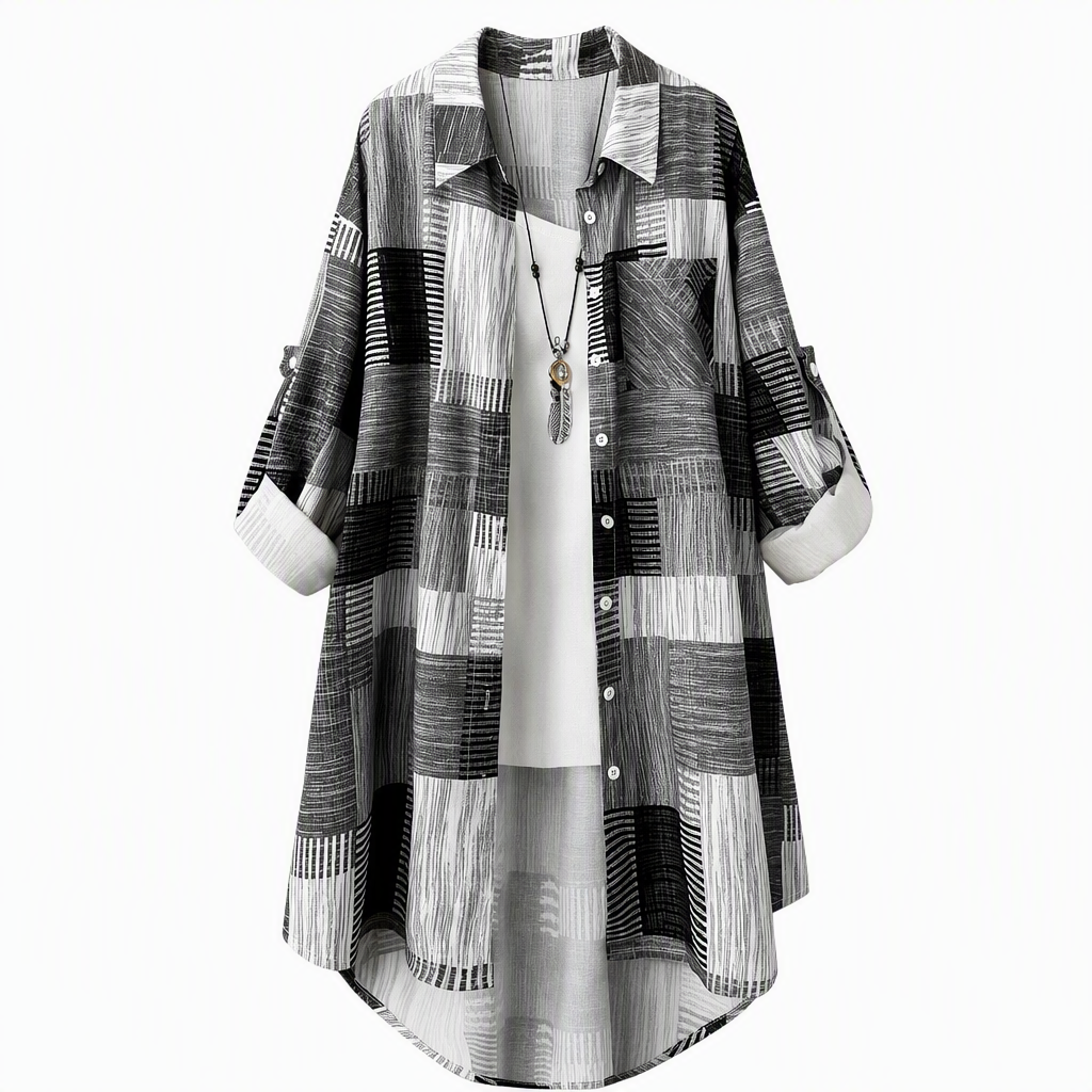 Casual Loose Fit Plaid Long Sleeve Shirt Plus Size Sun Protection Outerwear for Spring and Autumn