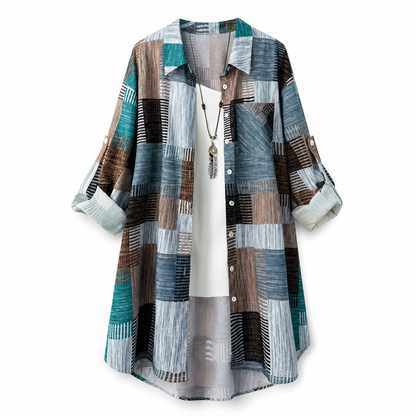 Casual Loose Fit Plaid Long Sleeve Shirt Plus Size Sun Protection Outerwear for Spring and Autumn