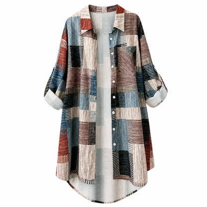 Casual Loose Fit Plaid Long Sleeve Shirt Plus Size Sun Protection Outerwear for Spring and Autumn