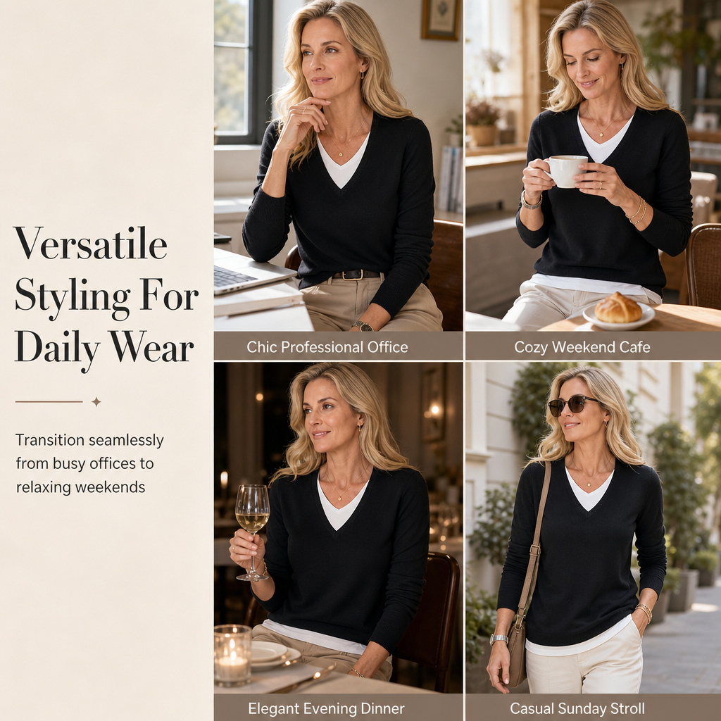 Women's Fake Two-Piece V-Neck Knit Top