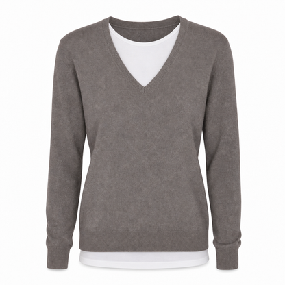 Women's Fake Two-Piece V-Neck Knit Top