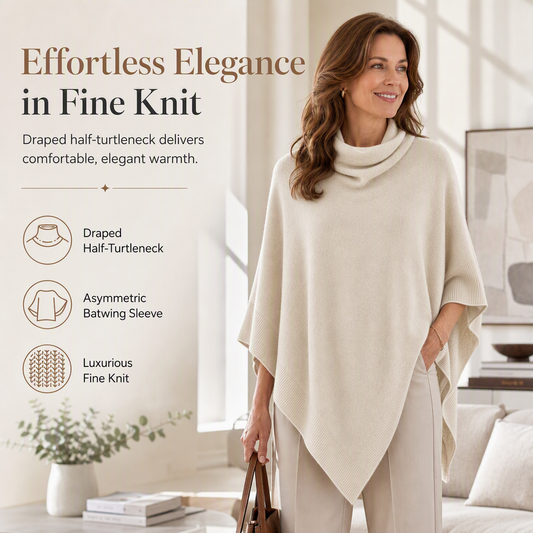 Women's Elegant Knitted Shawl Wrap Solid Color Loose Fit Versatile Cape