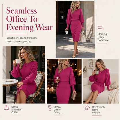 Women's Long Sleeve Knit Sweater Dress