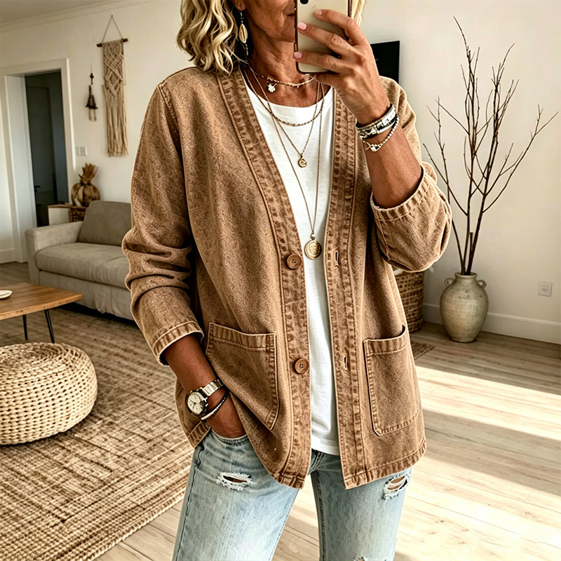Women's Casual V-Neck Denim Cardigan