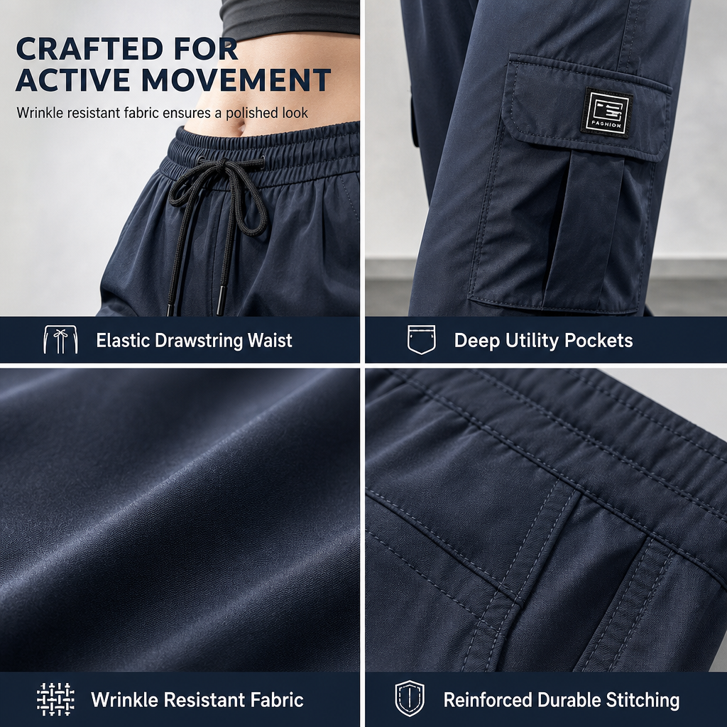 👖✨ Women’s Relaxed Fit Straight-Leg Cargo Trousers — Comfy Everyday Style with Utility Pockets