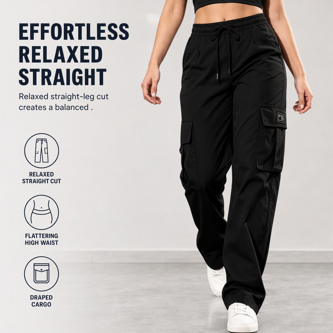 👖✨ Women’s Relaxed Fit Straight-Leg Cargo Trousers — Comfy Everyday Style with Utility Pockets