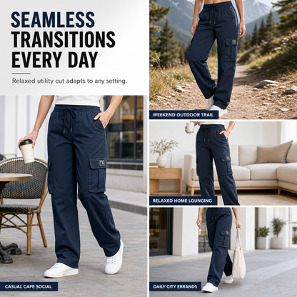 👖✨ Women’s Relaxed Fit Straight-Leg Cargo Trousers — Comfy Everyday Style with Utility Pockets