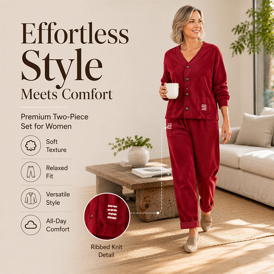 🌸🤎 Women’s two-piece loungewear set | Textured corduroy, easy to style
