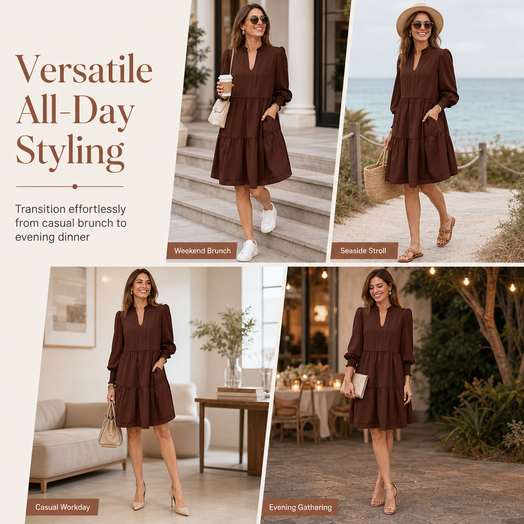 💖50% off!💖✨Women's V-Neck Tiered Ruffle Mini Dress – Flirty, Flattering, Effortless Summer Style