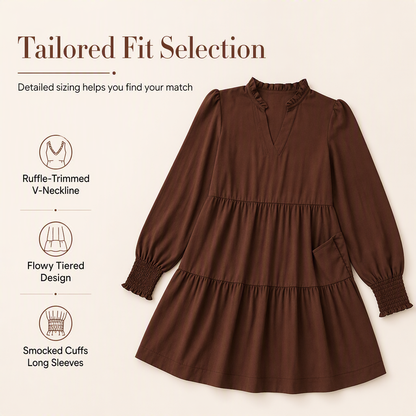 💖50% off!💖✨Women's V-Neck Tiered Ruffle Mini Dress – Flirty, Flattering, Effortless Summer Style
