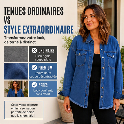 50% off!💖 👚Women's Raw Edge Ripped Denim Jacket – Street Fashion, Multiple Pockets & Easy to Pair ✨