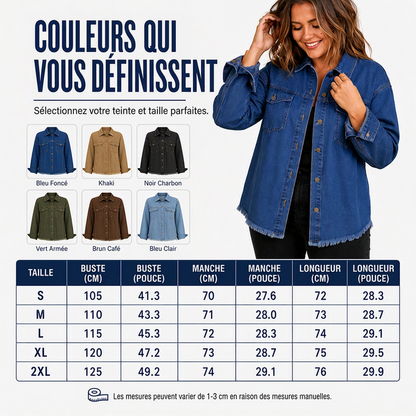 50% off!💖 👚Women's Raw Edge Ripped Denim Jacket – Street Fashion, Multiple Pockets & Easy to Pair ✨