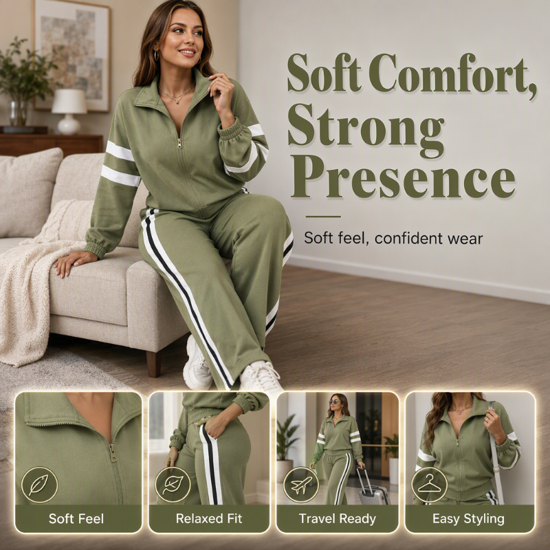 Women's Casual Sweatshirt and Wide-Leg Pants Set