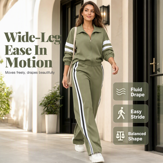 Women's Casual Sweatshirt and Wide-Leg Pants Set