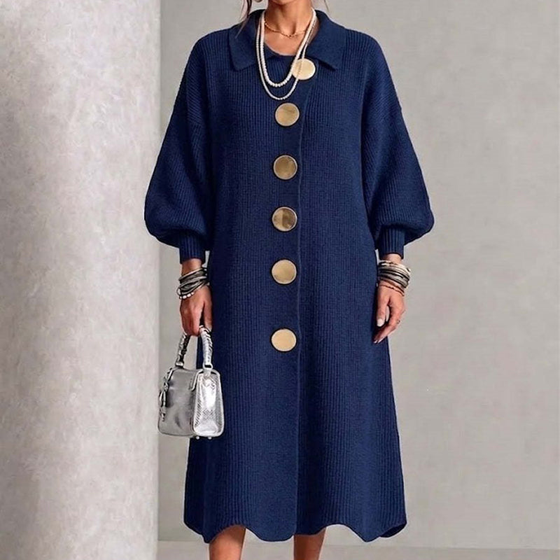 🖤✨Women's Lantern Sleeve Ribbed Knit Maxi Dress