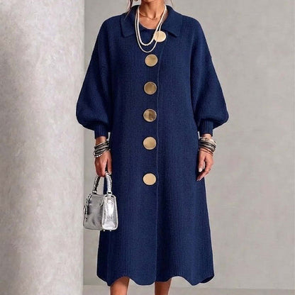 🖤✨Women's Lantern Sleeve Ribbed Knit Maxi Dress