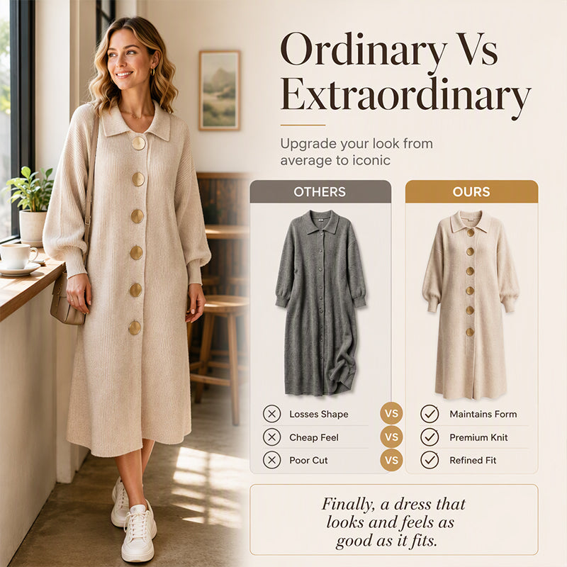🖤✨Women's Lantern Sleeve Ribbed Knit Maxi Dress
