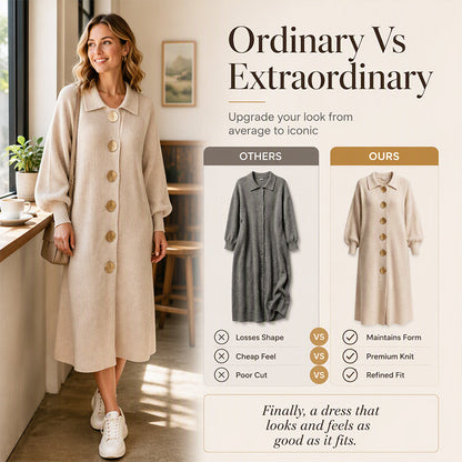 🖤✨Women's Lantern Sleeve Ribbed Knit Maxi Dress