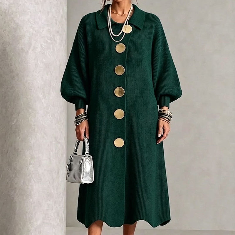🖤✨Women's Lantern Sleeve Ribbed Knit Maxi Dress
