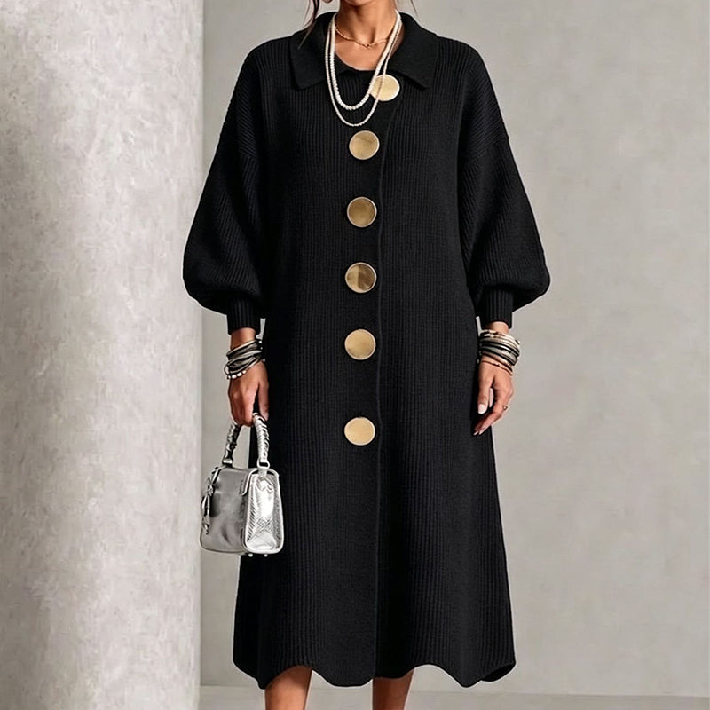 🖤✨Women's Lantern Sleeve Ribbed Knit Maxi Dress