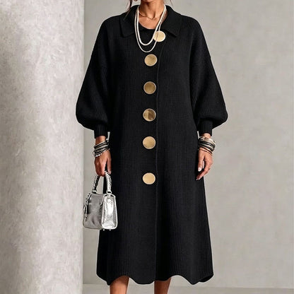 🖤✨Women's Lantern Sleeve Ribbed Knit Maxi Dress