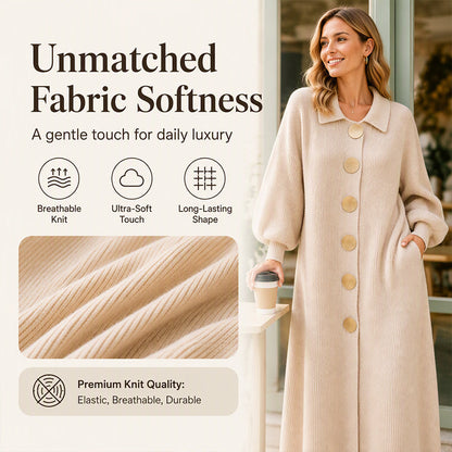 🖤✨Women's Lantern Sleeve Ribbed Knit Maxi Dress