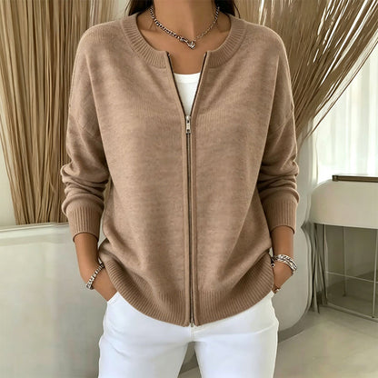 Women's Casual Zip-Up Knit Jacket