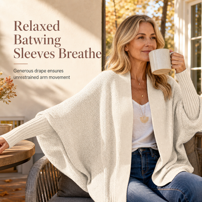 💖Black Friday Mega Deal – 50% off!💖 Women's Loose Batwing Sleeve Knit Cardigan Open Front Shawl for Autumn and Winter