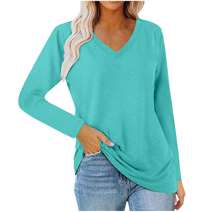 Women's Casual V-Neck Long Sleeve Top