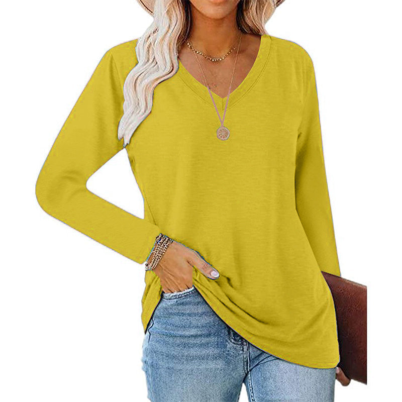 Women's Casual V-Neck Long Sleeve Top