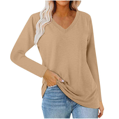 Women's Casual V-Neck Long Sleeve Top