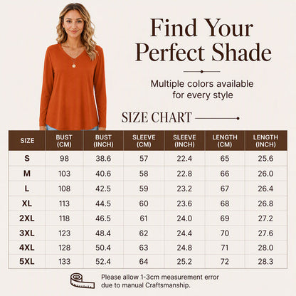Women's Casual V-Neck Long Sleeve Top