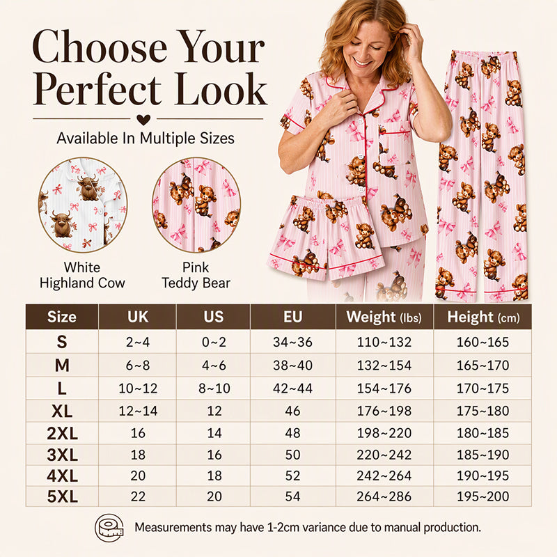 Women's Highland Cow Print 3-Piece Pajama Set 🐮 | Cozy Lounge & Sleepwear | Free Shipping 🚚✨