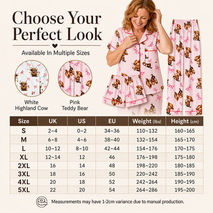 Women's Highland Cow Print 3-Piece Pajama Set 🐮 | Cozy Lounge & Sleepwear | Free Shipping 🚚✨