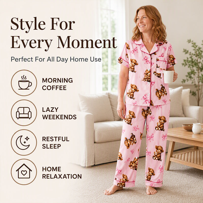 Women's Highland Cow Print 3-Piece Pajama Set 🐮 | Cozy Lounge & Sleepwear | Free Shipping 🚚✨