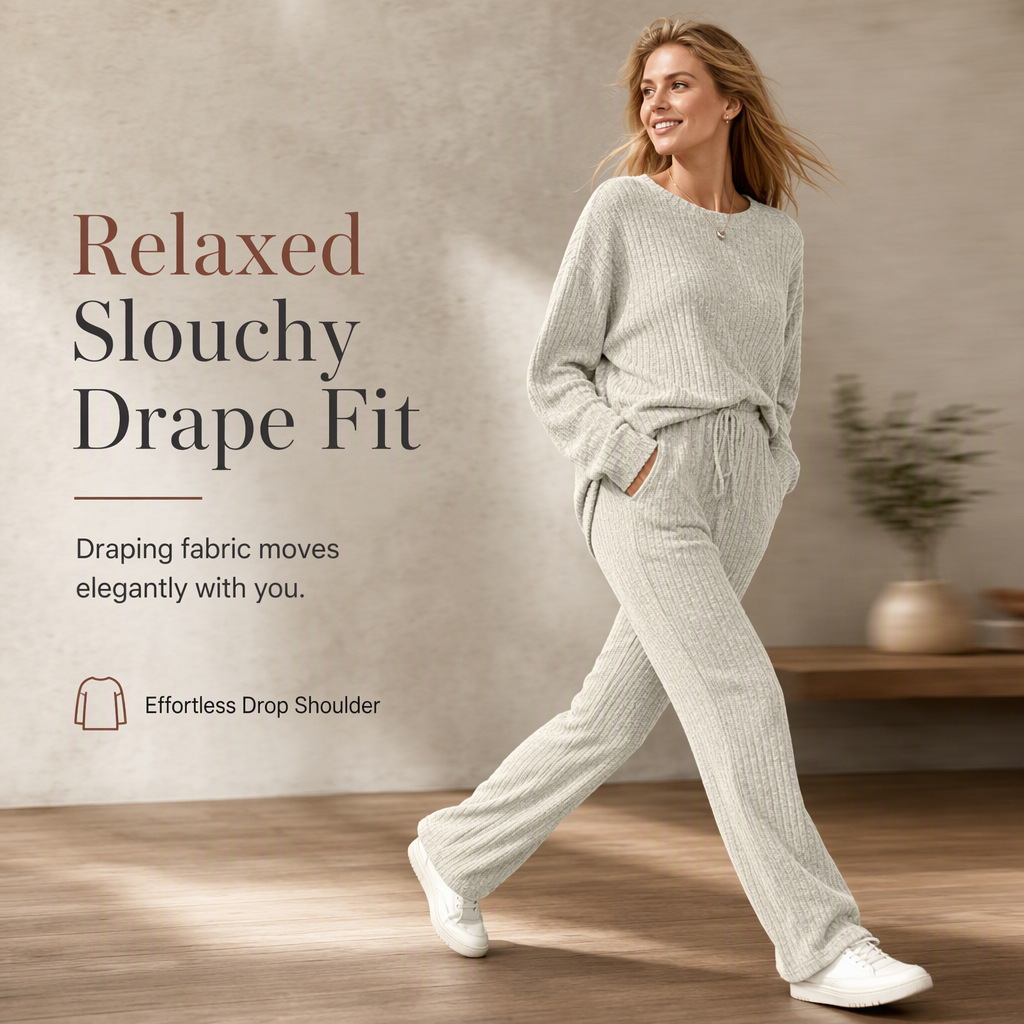 Women's Casual Knit Loungewear Set