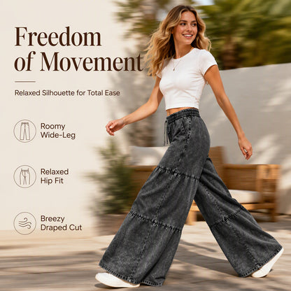 Women's High Waist Wide Leg Denim Pants