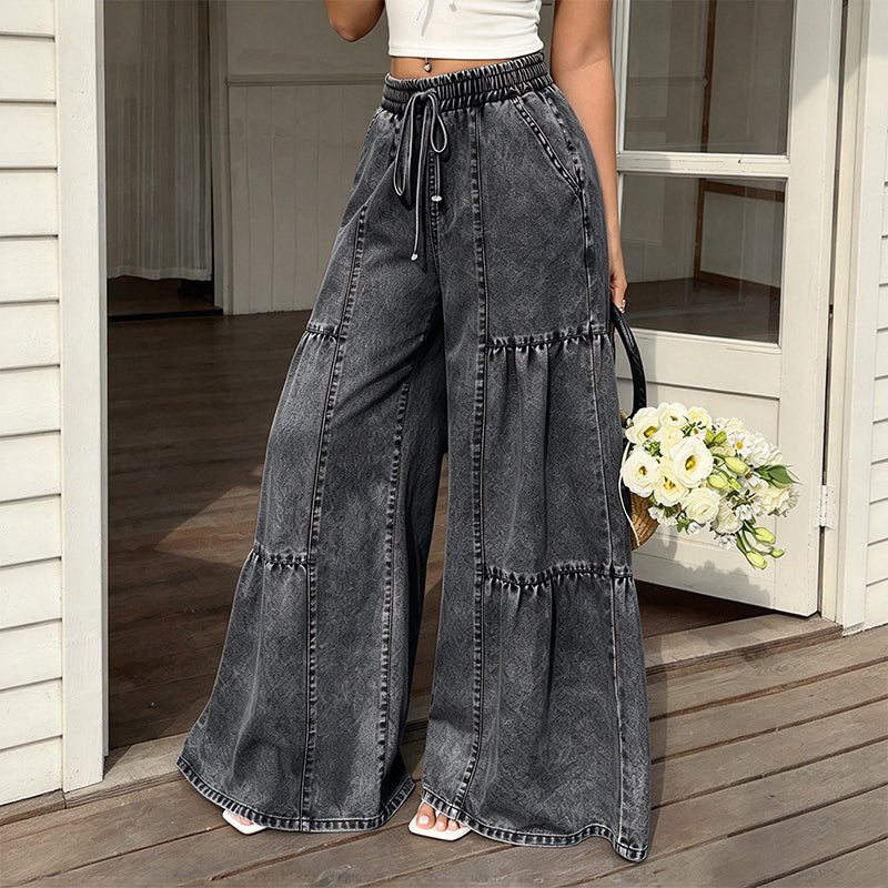 Women's High Waist Wide Leg Denim Pants