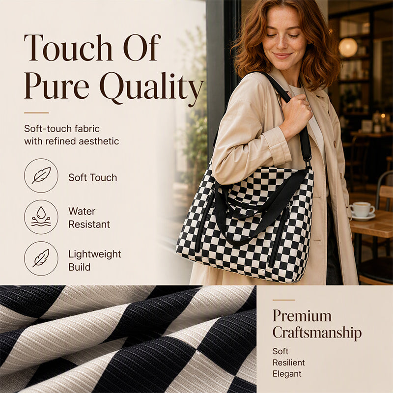 Casual Large Capacity Checkerboard Tote Bag