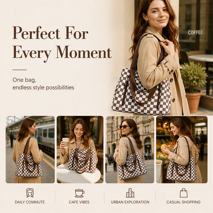 Casual Large Capacity Checkerboard Tote Bag