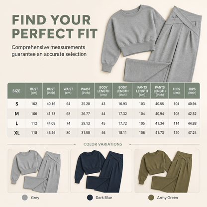 Casual Sporty Autumn Winter Long Sleeve T-Shirt and Loose Cross Waist Wide Leg Pants Two Piece Set