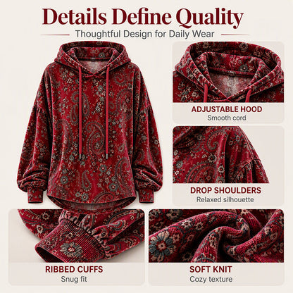 Women's Paisley Print Drawstring Hoodie