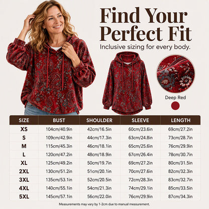 Women's Paisley Print Drawstring Hoodie