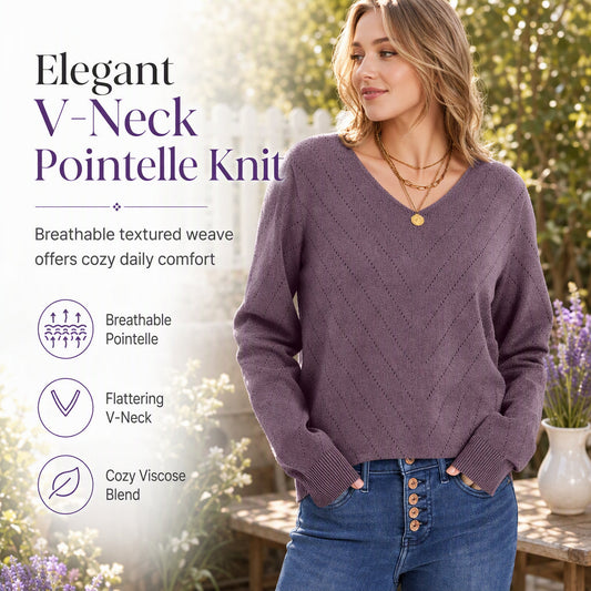 Women's V Neck Long Sleeve Pullover Top