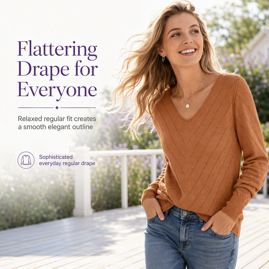 Women's V Neck Long Sleeve Pullover Top